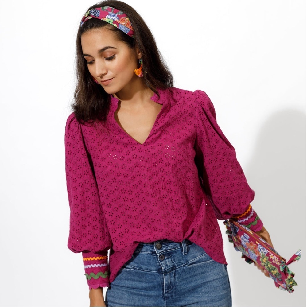 Emily Lovelock Hailey Blouse. Size: XL. Orchid Broderie.